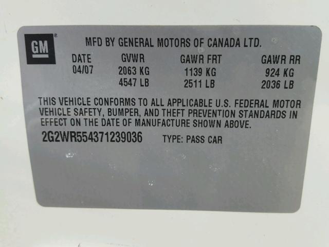 2G2WR554371239036 - 2007 PONTIAC GRAND PRIX Ağ foto 10