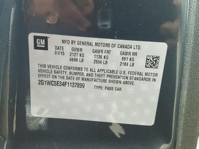 2G1WC5E34F1137899 - 2015 CHEVROLET IMPALA LIM BLACK photo 10