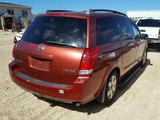 5N1BV28U74N344426 - 2004 NISSAN QUEST S RED photo 4