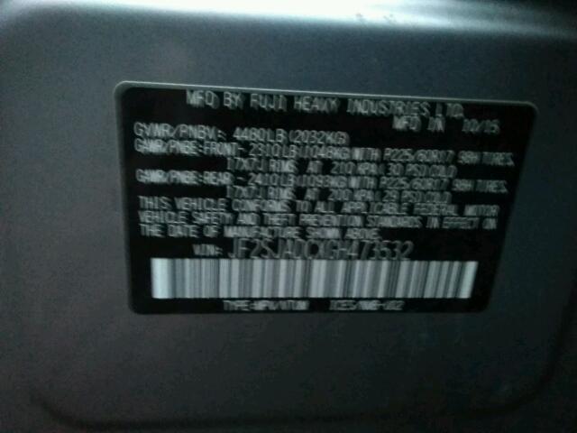 JF2SJADCXGH473532 - 2016 SUBARU FORESTER 2 WHITE photo 10