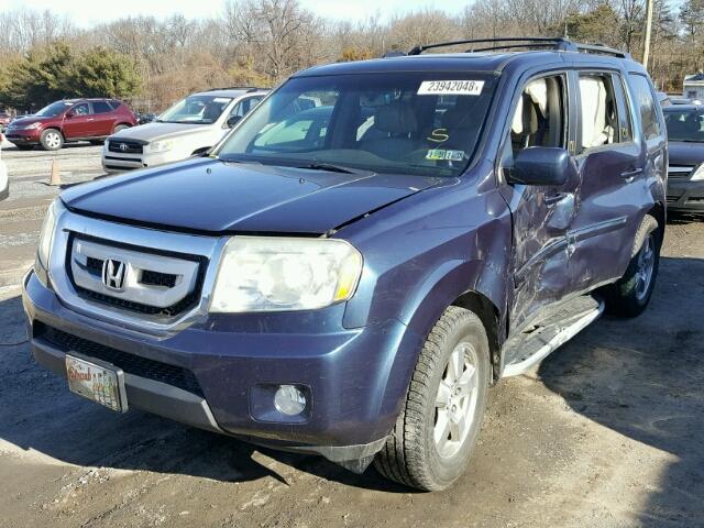 5FNYF48629B013655 - 2009 HONDA PILOT EXL BLUE photo 2