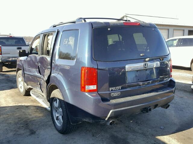 5FNYF48629B013655 - 2009 HONDA PILOT EXL BLUE photo 3