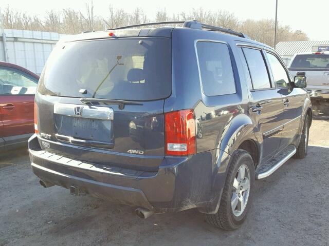 5FNYF48629B013655 - 2009 HONDA PILOT EXL BLUE photo 4