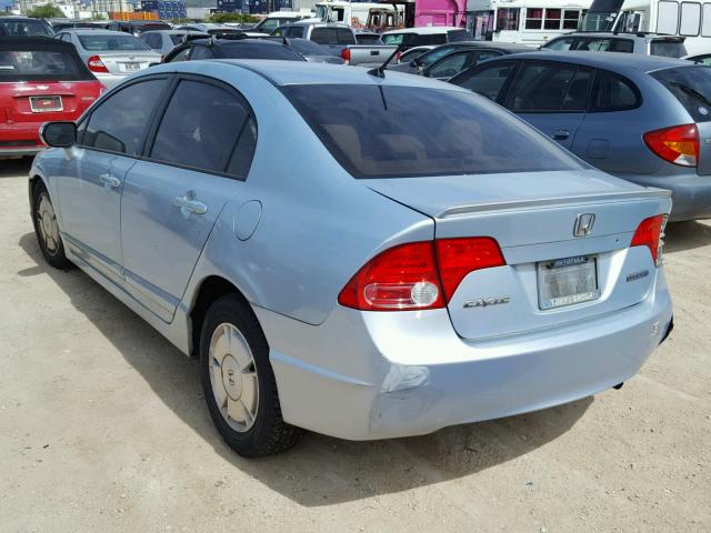 JHMFA36267S000504 - 2007 HONDA CIVIC HYBR BLUE photo 3