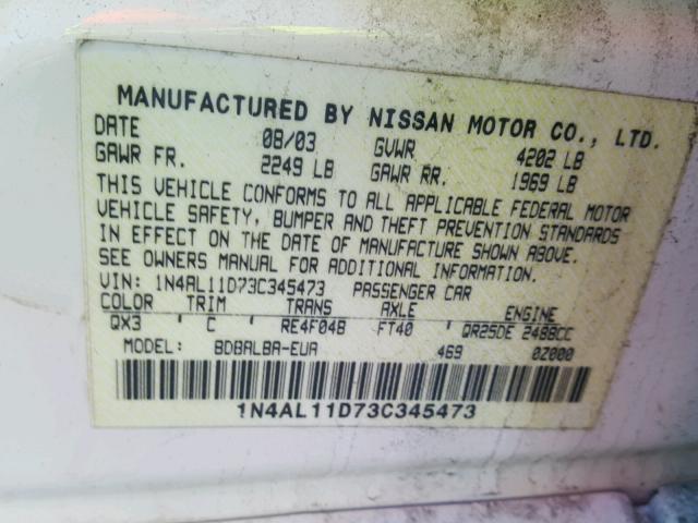 1N4AL11D73C345473 - 2003 NISSAN ALTIMA BAS GOLD photo 10