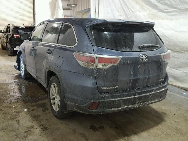 5TDBKRFH5FS097657 - 2015 TOYOTA HIGHLANDER BLUE photo 3