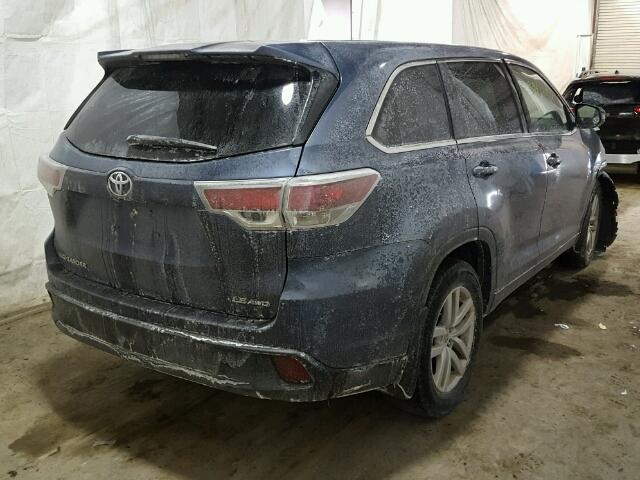 5TDBKRFH5FS097657 - 2015 TOYOTA HIGHLANDER BLUE photo 4