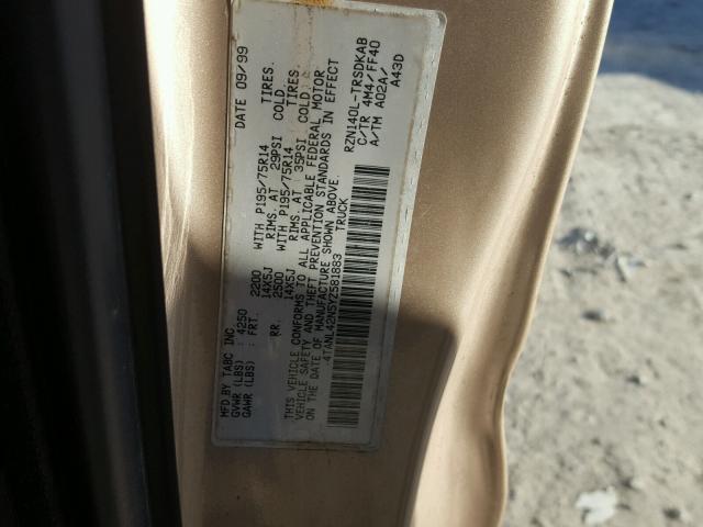 4TANL42N5YZ581883 - 2000 TOYOTA TACOMA GOLD photo 10