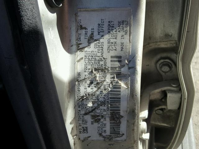 JT3GN86R320227937 - 2002 TOYOTA 4RUNNER SR SILVER photo 10