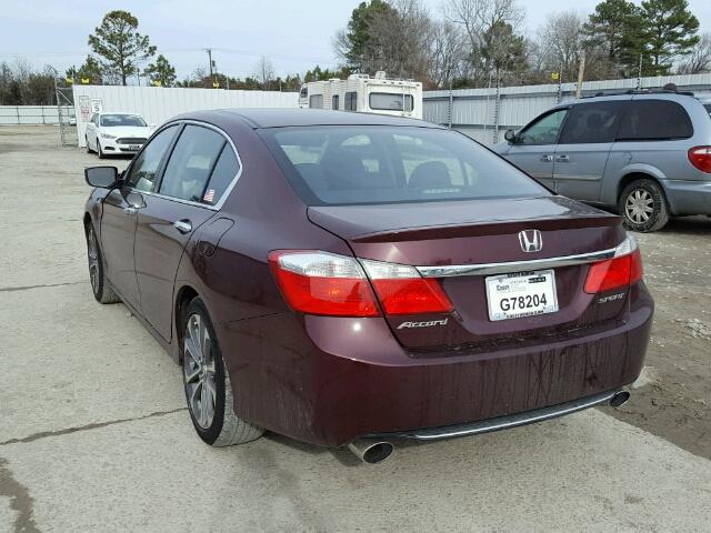 1HGCR2F54FA102195 - 2015 HONDA ACCORD SPO MAROON photo 3