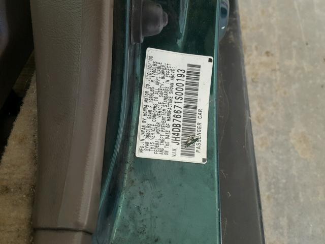 JH4DB76671S000193 - 2001 ACURA INTEGRA GS GREEN photo 10