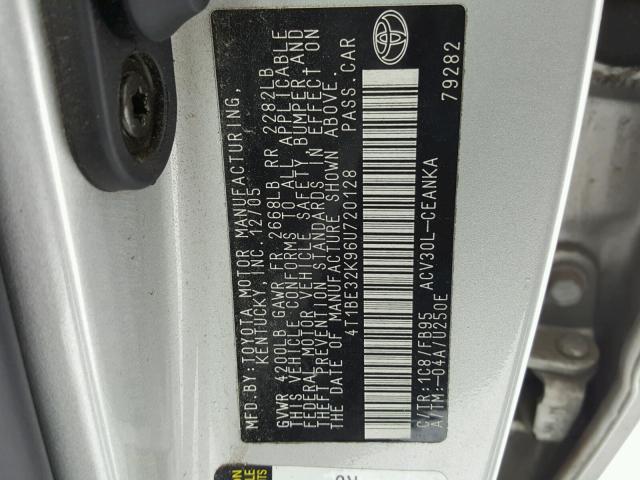 4T1BE32K96U720128 - 2006 TOYOTA CAMRY LE GRAY photo 10