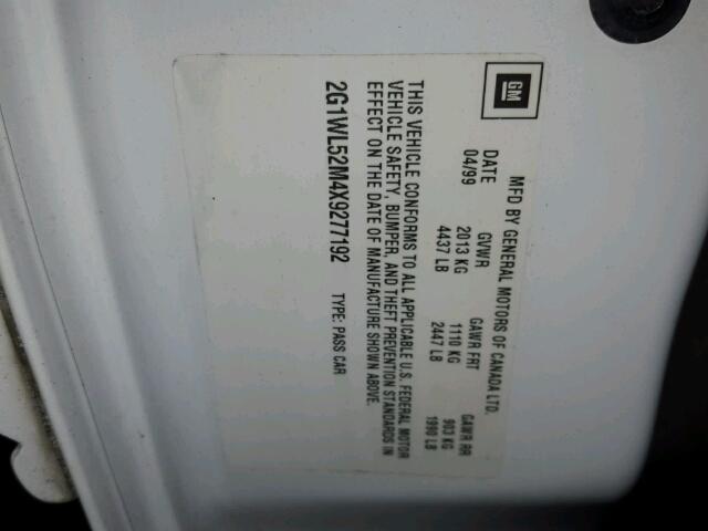 2G1WL52M4X9277192 - 1999 CHEVROLET LUMINA BAS თეთრი ფოტო 10