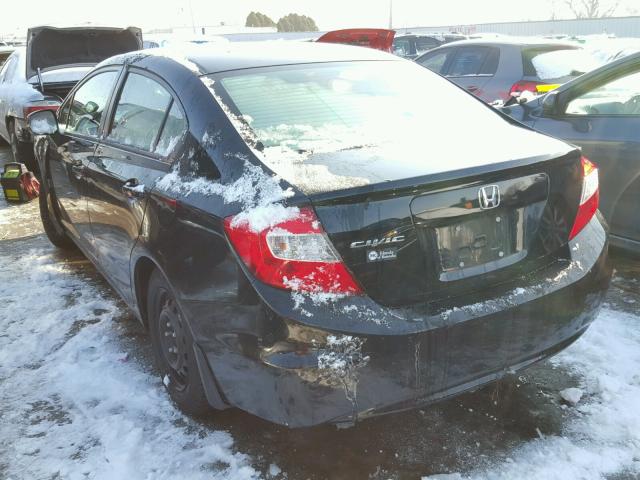 19XFB2F56CE011664 - 2012 HONDA CIVIC LX BLACK photo 3