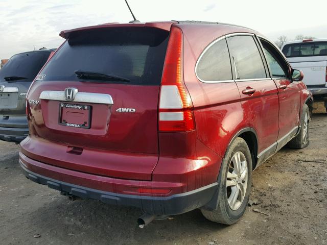 5J6RE4H76BL034666 - 2011 HONDA CR-V EX-L BURGUNDY photo 4