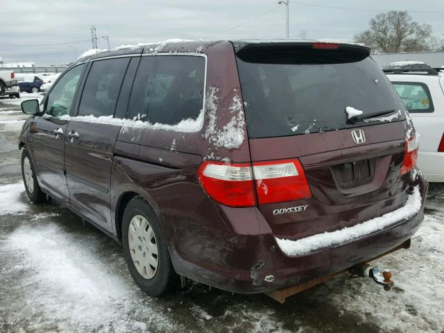 5FNRL38217B056126 - 2007 HONDA ODYSSEY LX MAROON photo 3