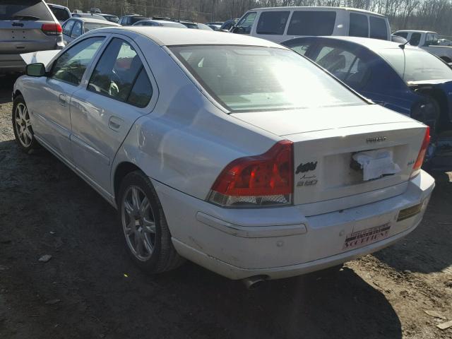 YV1RS592952475476 - 2005 VOLVO S60 2.5T WHITE photo 3