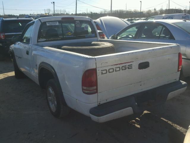 1B7FL26X21S350785 - 2001 DODGE DAKOTA WHITE photo 3