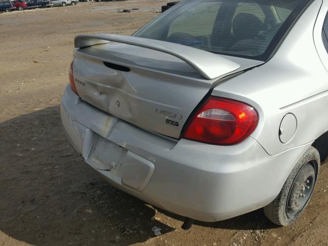 1B3ES56C14D510601 - 2004 DODGE NEON SXT SILVER photo 9