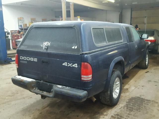 1B7GG32N52S581474 - 2002 DODGE DAKOTA SPO BLUE photo 4