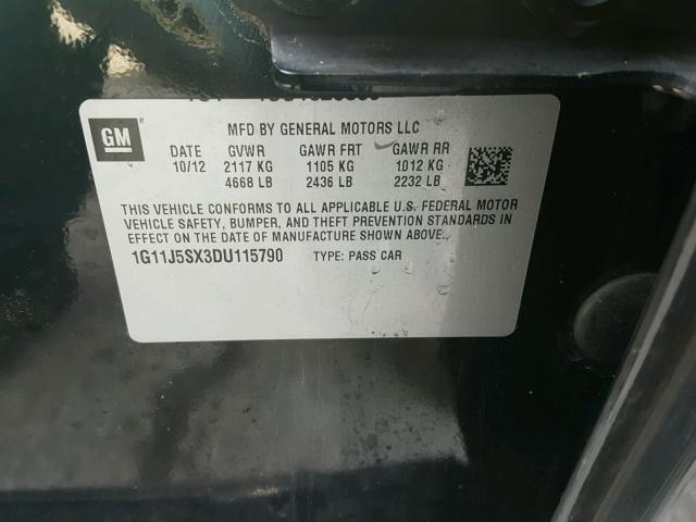 1G11J5SX3DU115790 - 2013 CHEVROLET MALIBU LTZ 黑色 照片 10