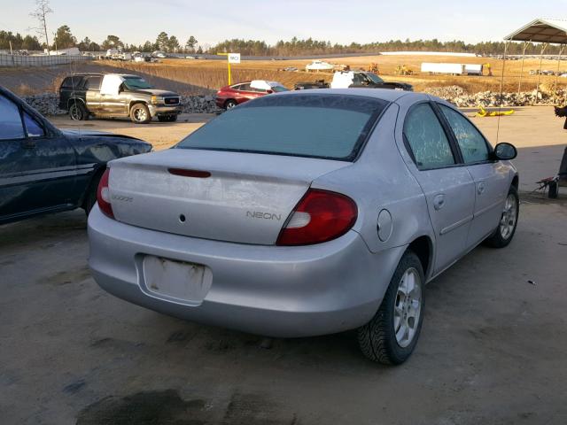 1B3ES46C7YD702752 - 2000 DODGE NEON BASE SILVER photo 4