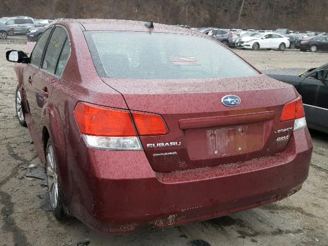 4S3BMBK67B3263534 - 2011 SUBARU LEGACY 2.5 MAROON photo 3