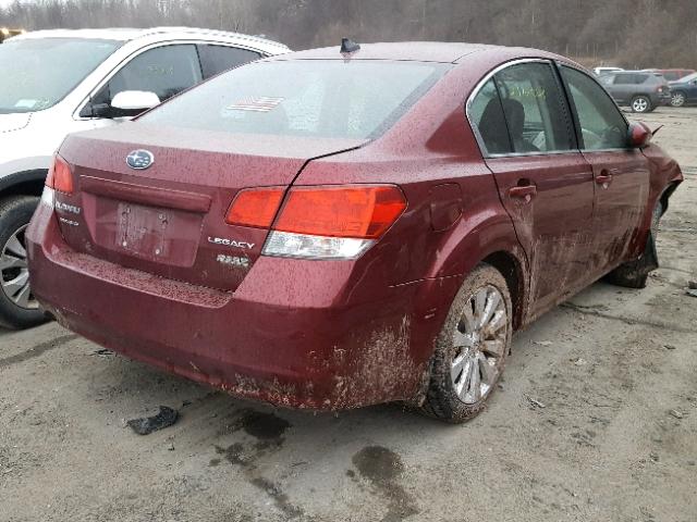 4S3BMBK67B3263534 - 2011 SUBARU LEGACY 2.5 MAROON photo 4