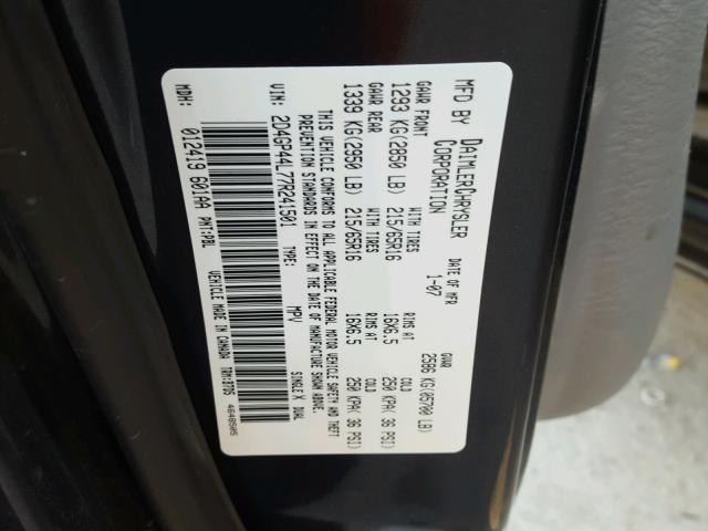 2D4GP44L77R241501 - 2007 DODGE GRAND CARA BLACK photo 10