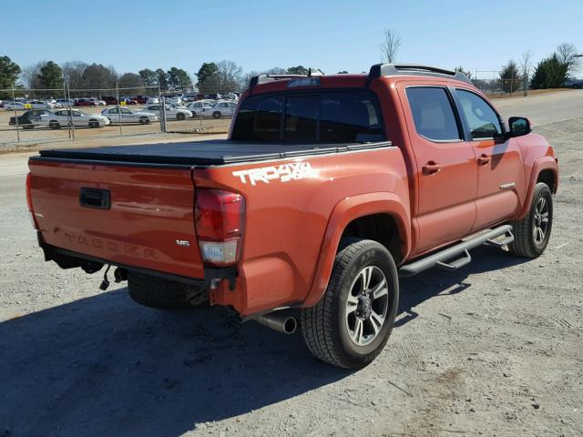 5TFCZ5AN8GX007645 - 2016 TOYOTA TACOMA DOU ORANGE photo 4