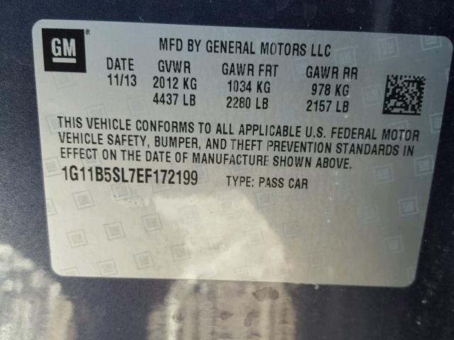 1G11B5SL7EF172199 - 2014 CHEVROLET MALIBU LS BLUE photo 10