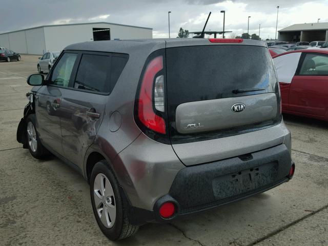 KNDJN2A24F7220162 - 2015 KIA SOUL GRAY photo 3