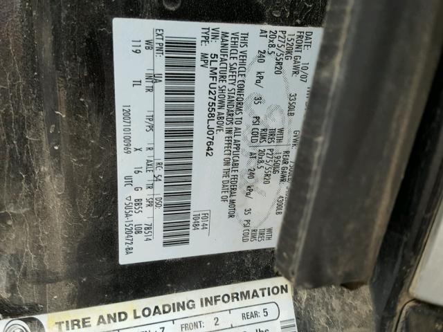 5LMFU27558LJ07642 - 2008 LINCOLN NAVIGATOR BLACK photo 10