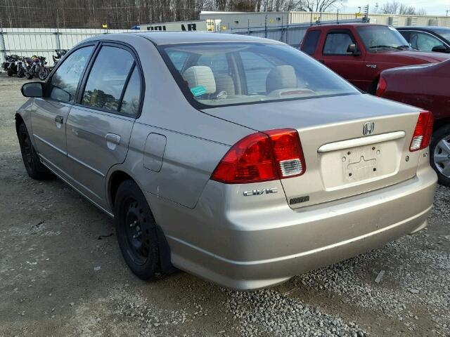 2HGES16554H501820 - 2004 HONDA CIVIC LX TAN photo 3