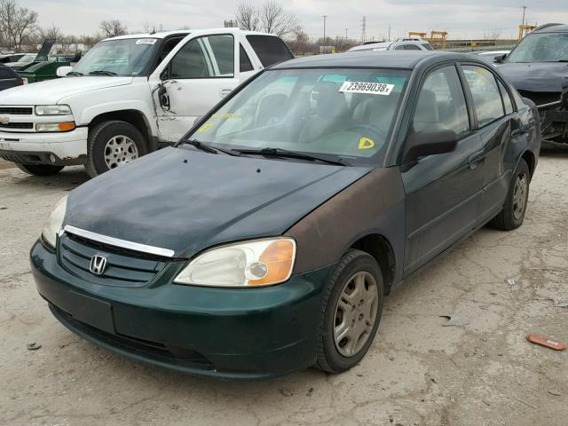 1HGES16612L013537 - 2002 HONDA CIVIC LX GREEN photo 2