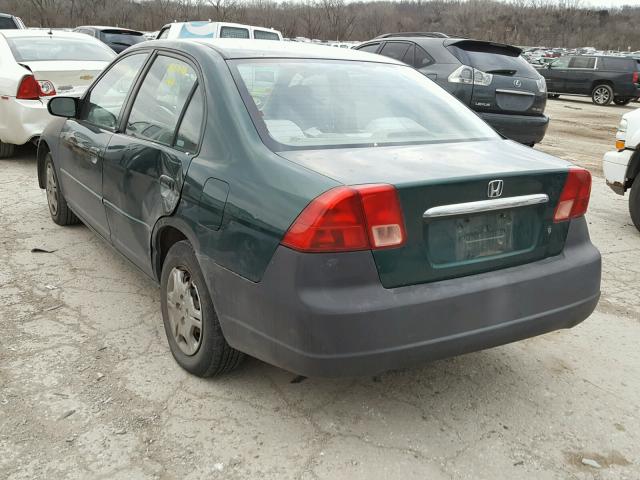 1HGES16612L013537 - 2002 HONDA CIVIC LX GREEN photo 3