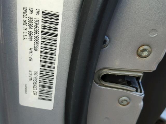 1B3HB28B18D692368 - 2008 DODGE CALIBER SILVER photo 10