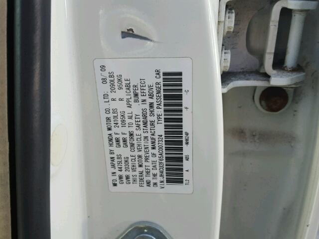 JH4CU2F65AC007324 - 2010 ACURA TSX WHITE photo 10