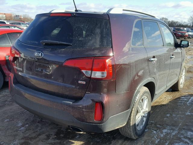 5XYKT3A63EG473574 - 2014 KIA SORENTO LX MAROON photo 4