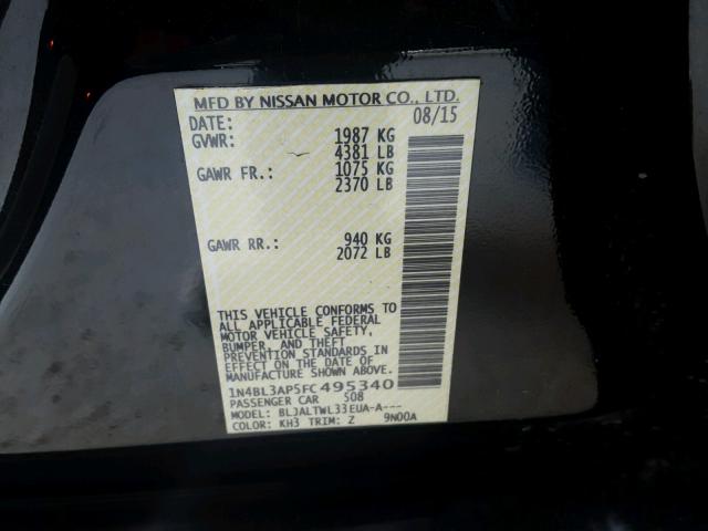 1N4BL3AP5FC495340 - 2015 NISSAN ALTIMA 3.5 BLACK photo 10