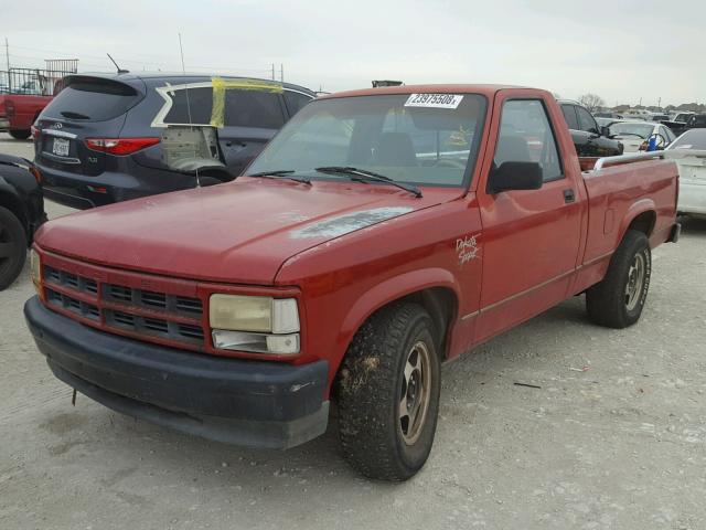 1B7FL26X5NS573263 - 1992 DODGE DAKOTA RED photo 2