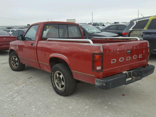 1B7FL26X5NS573263 - 1992 DODGE DAKOTA RED photo 3