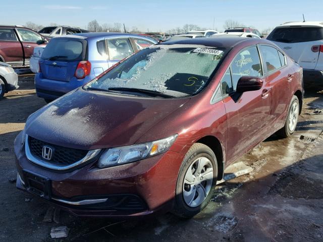 19XFB2F59EE017803 - 2014 HONDA CIVIC LX BURGUNDY photo 2