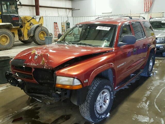 1B4HS28N1YF120033 - 2000 DODGE DURANGO MAROON photo 2