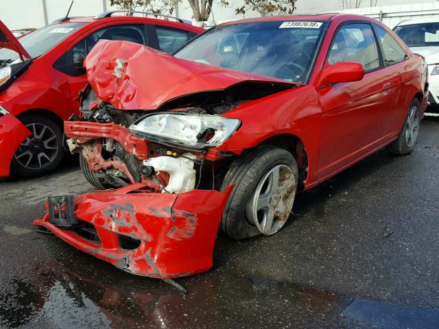 1HGEM22974L043645 - 2004 HONDA CIVIC EX RED photo 2