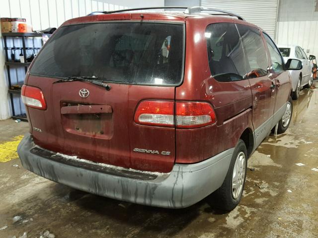 4T3ZF19C93U541198 - 2003 TOYOTA SIENNA CE RED photo 4