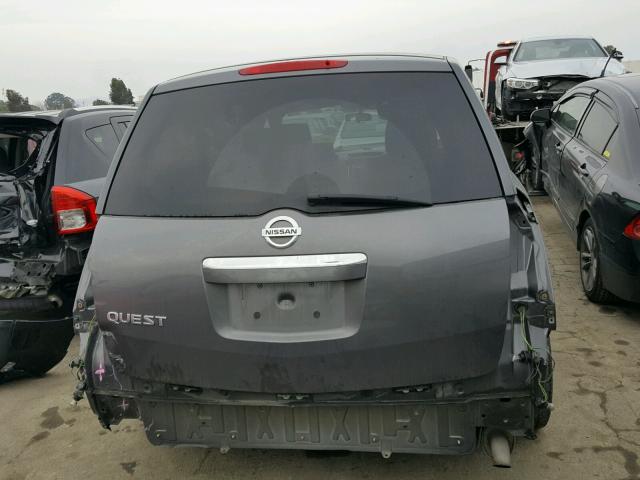 5N1BV28U08N113678 - 2008 NISSAN QUEST S CHARCOAL photo 9