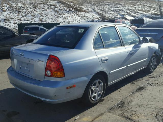 KMHCG45C83U465556 - 2003 HYUNDAI ACCENT GL BLUE photo 4