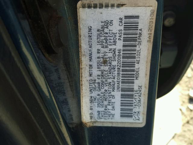 1NXAE09B8RZ200846 - 1994 TOYOTA COROLLA LE 蓝色 照片 10