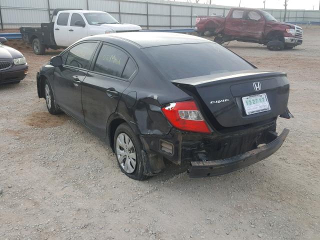 2HGFB2F51CH597356 - 2012 HONDA CIVIC LX BLACK photo 3